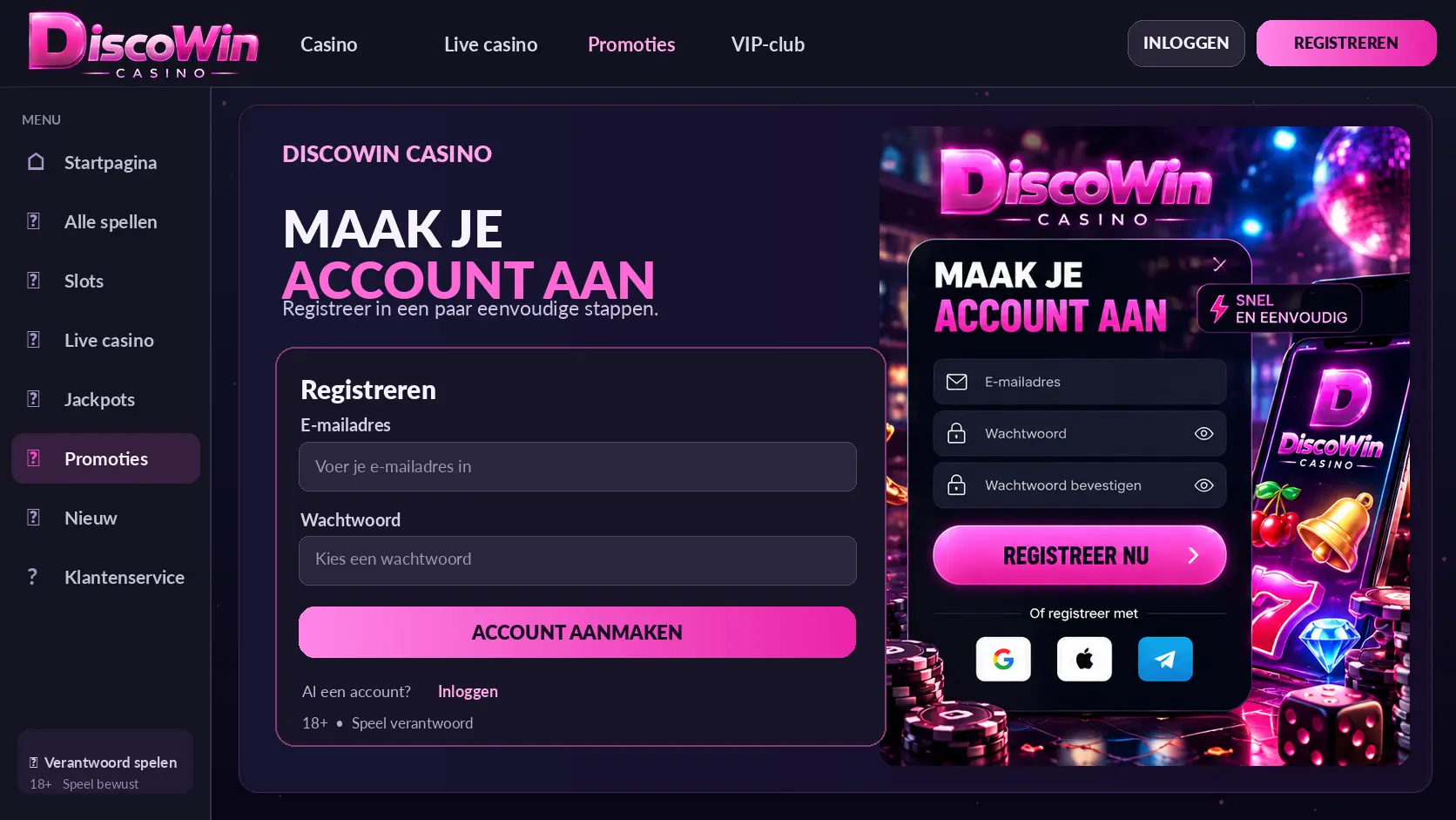 DiscoWin Casino Gids Nederland: Spellen, Live Games en Betalen image 2
